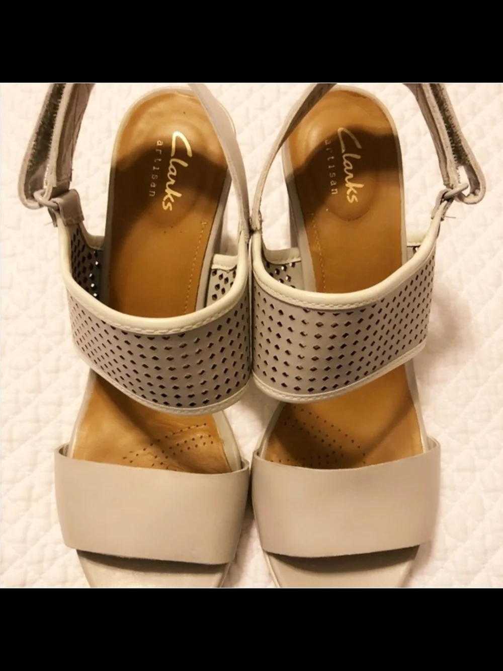 Clarks Women's Neutral Gray Block Heel Sandals